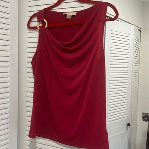 Raspberry cowl neck blouse